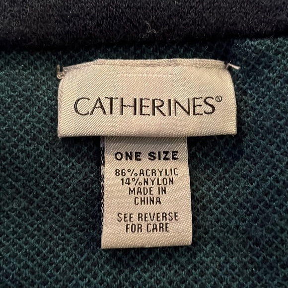 𝅺catherine’s Fringed Navy Teal Shawl Shrug Cape OS - Picture 9 of 9